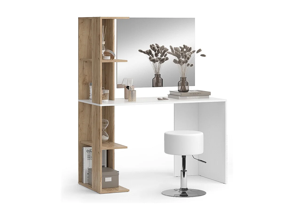 Stół toaletowy biały/sonoma 122.2x55.2x75.8 tower