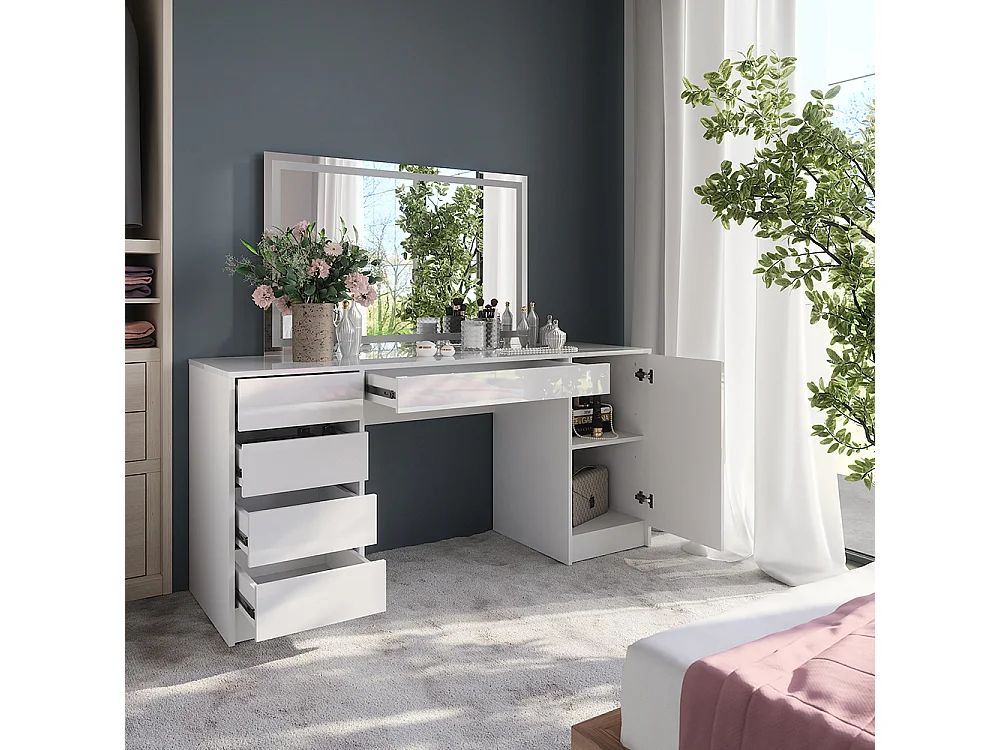 Coiffeuse blanc/blanc brillant 158.2x50.1x76 sherry