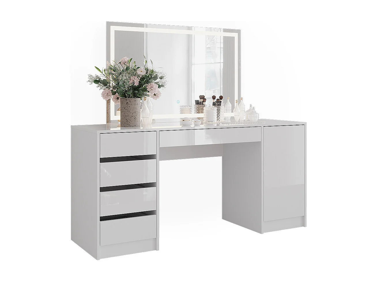 Coiffeuse blanc/blanc brillant 158.2x50.1x76 sherry