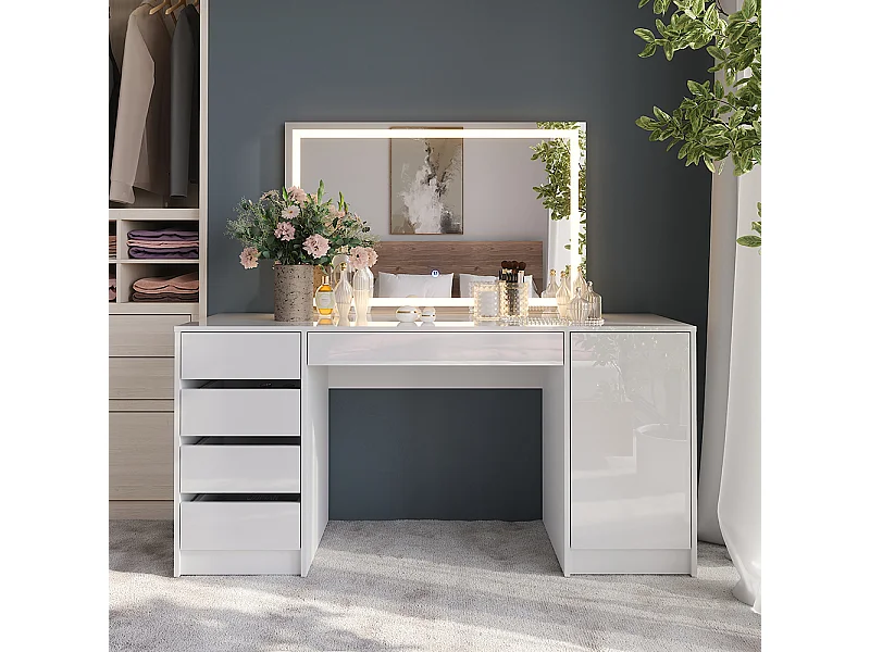 Coiffeuse blanc/blanc brillant 158.2x50.1x76 sherry