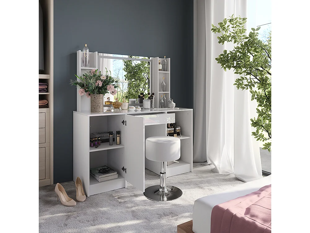 Coiffeuse blanc/blanc brillant 128.2x50.1x76 sherry