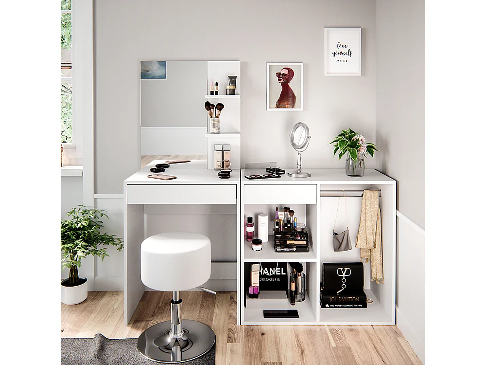 Coiffeuse blanc 140x40x140 isabelle