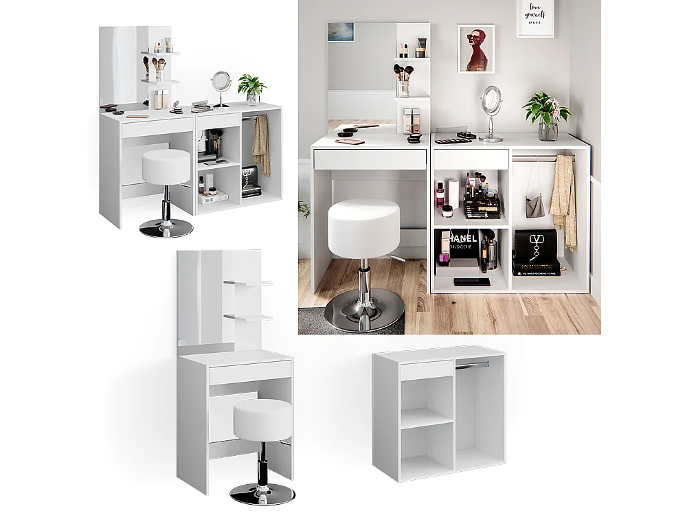 Tavolo da toeletta bianco 140x40x140 isabelle