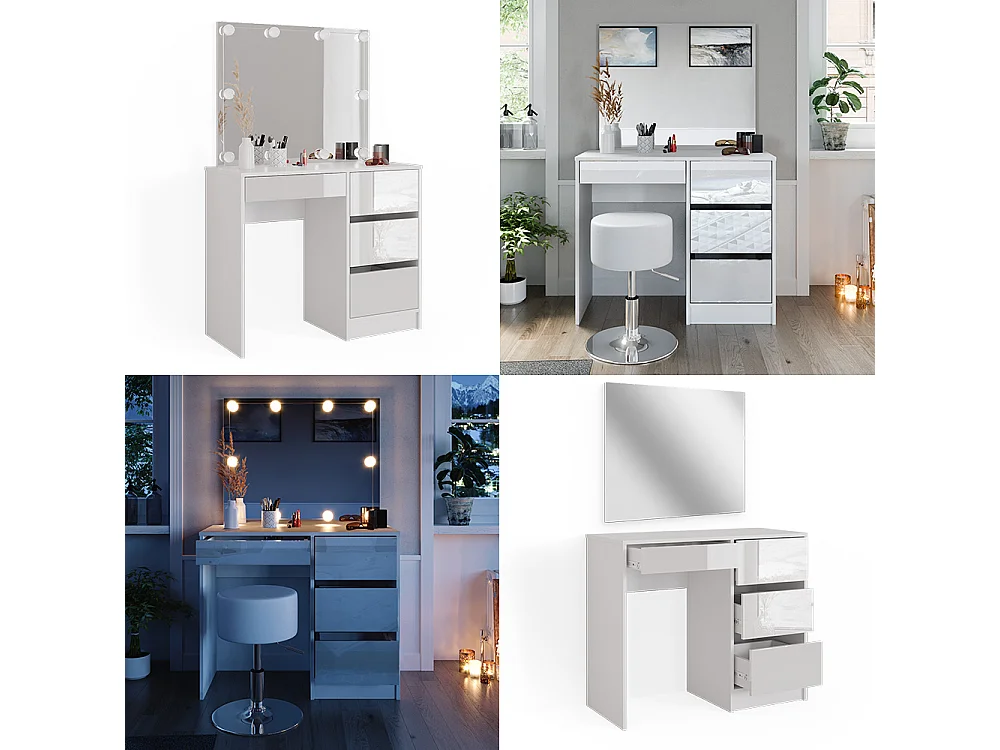 Coiffeuse blanc 90x40x75 sherry