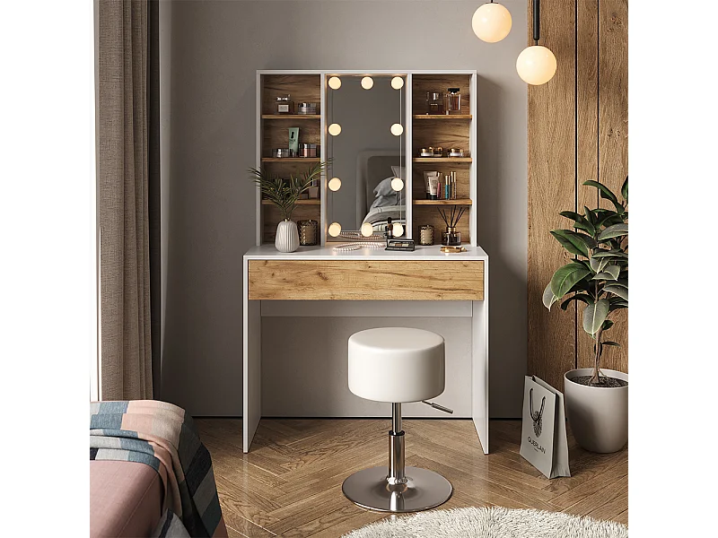 Tocador oro potencia roble/blanco 93x40x147 alexa