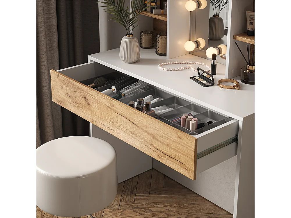 Tocador oro potencia roble/blanco 93x40x147 alexa