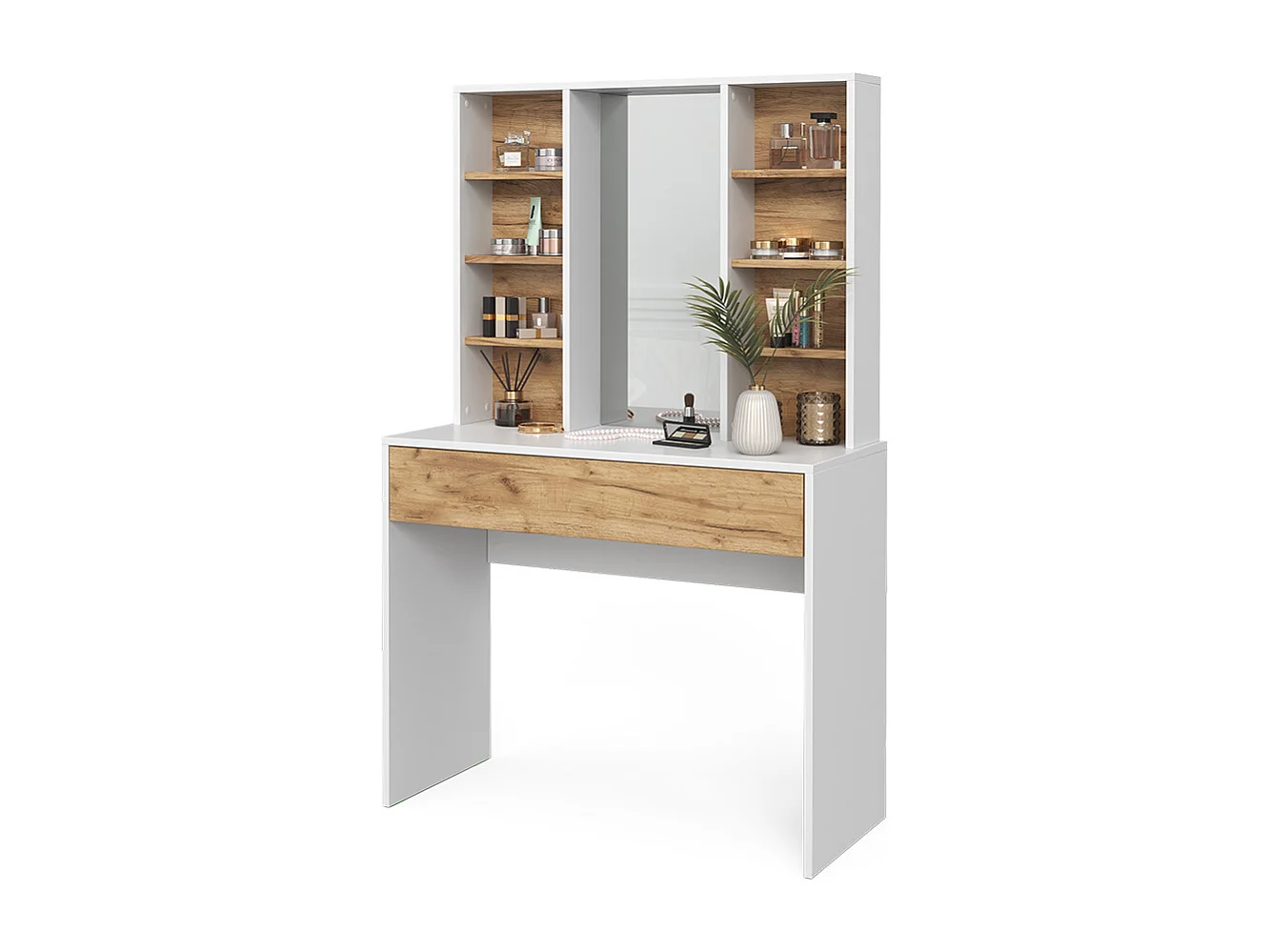 Coiffeuse chêne doré/blanc 93x40x147 alexa