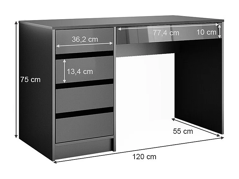 Coiffeuse anthracite 120x55x75 sherry