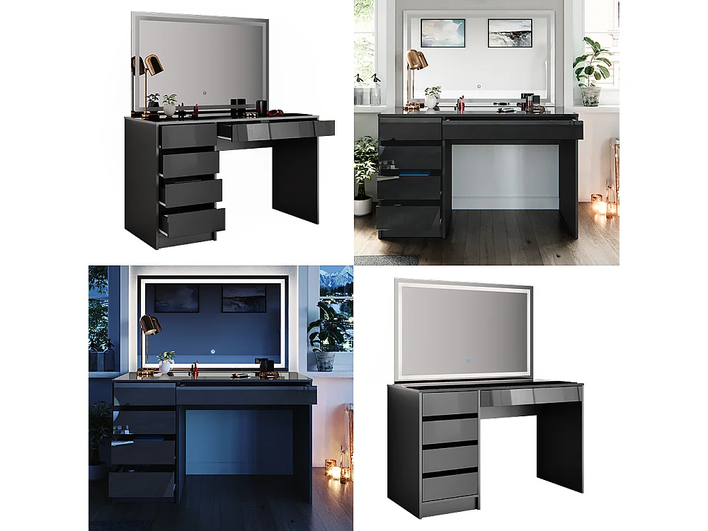 Coiffeuse anthracite 120x55x75 sherry