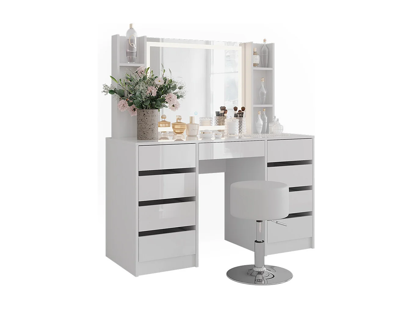 Coiffeuse blanc/blanc brillant 128.2x50.1x76 sherry