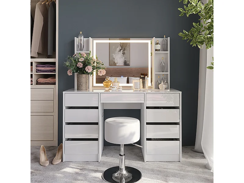 Coiffeuse blanc/blanc brillant 128.2x50.1x76 sherry