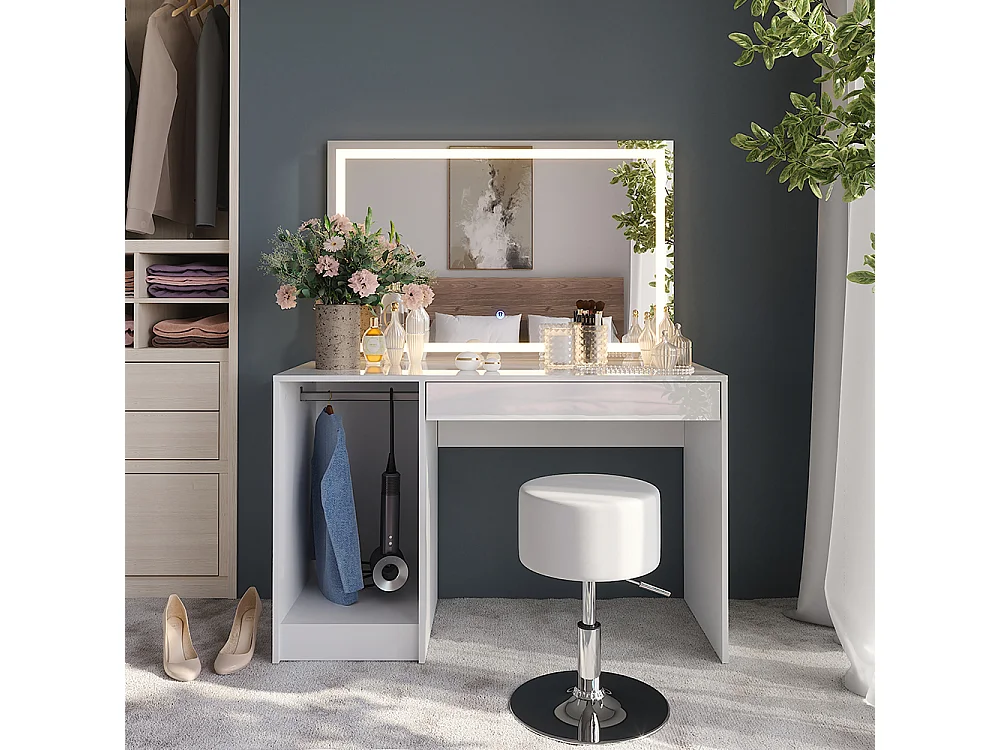 Vanity table white/white high gloss 119.8x50.1x76 sherry