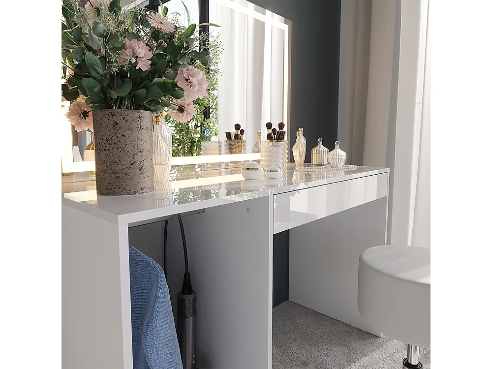 Vanity table white/white high gloss 119.8x50.1x76 sherry