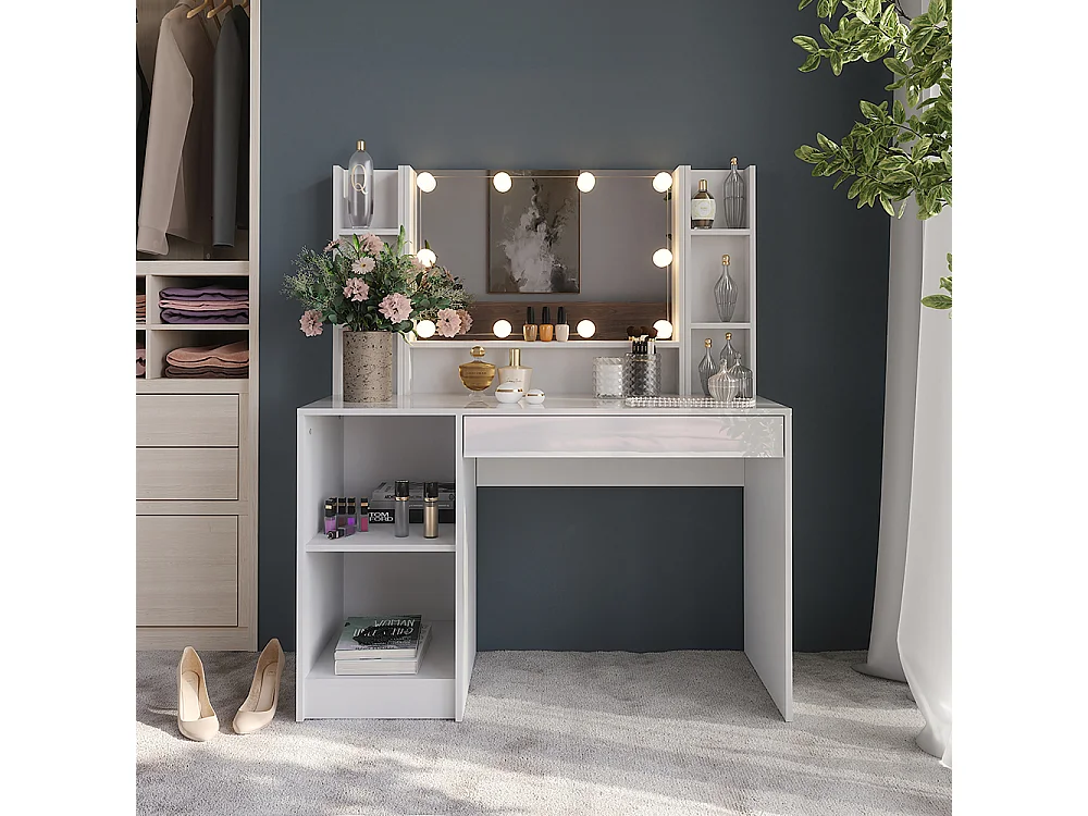 Coiffeuse blanc/blanc brillant 119.8x50.1x76 sherry