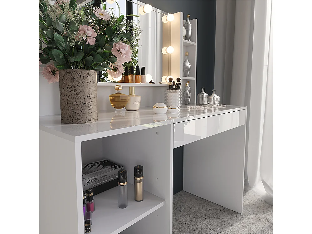 Coiffeuse blanc/blanc brillant 119.8x50.1x76 sherry