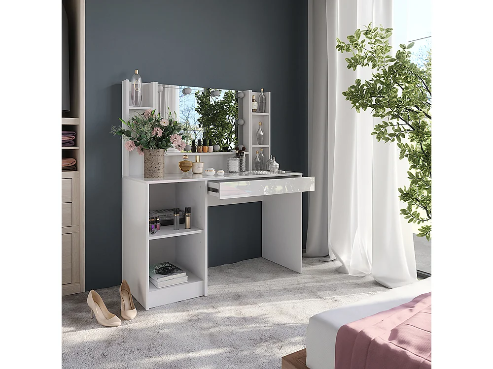 Coiffeuse blanc/blanc brillant 119.8x50.1x76 sherry