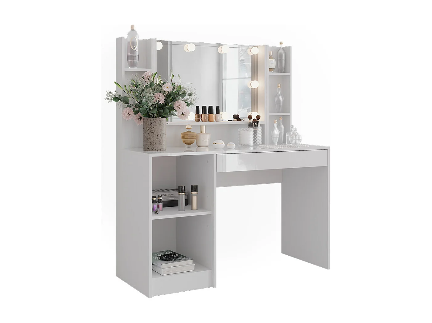 Coiffeuse blanc/blanc brillant 119.8x50.1x76 sherry