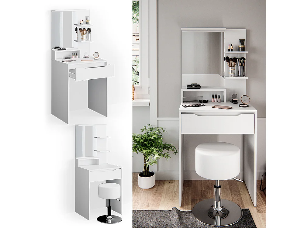 Coiffeuse blanc 60x48x142.7 ruben