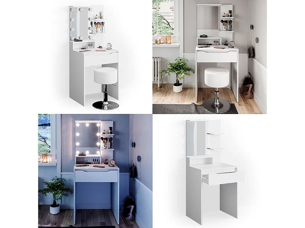 Vanity table white 60x48x142.7 ruben