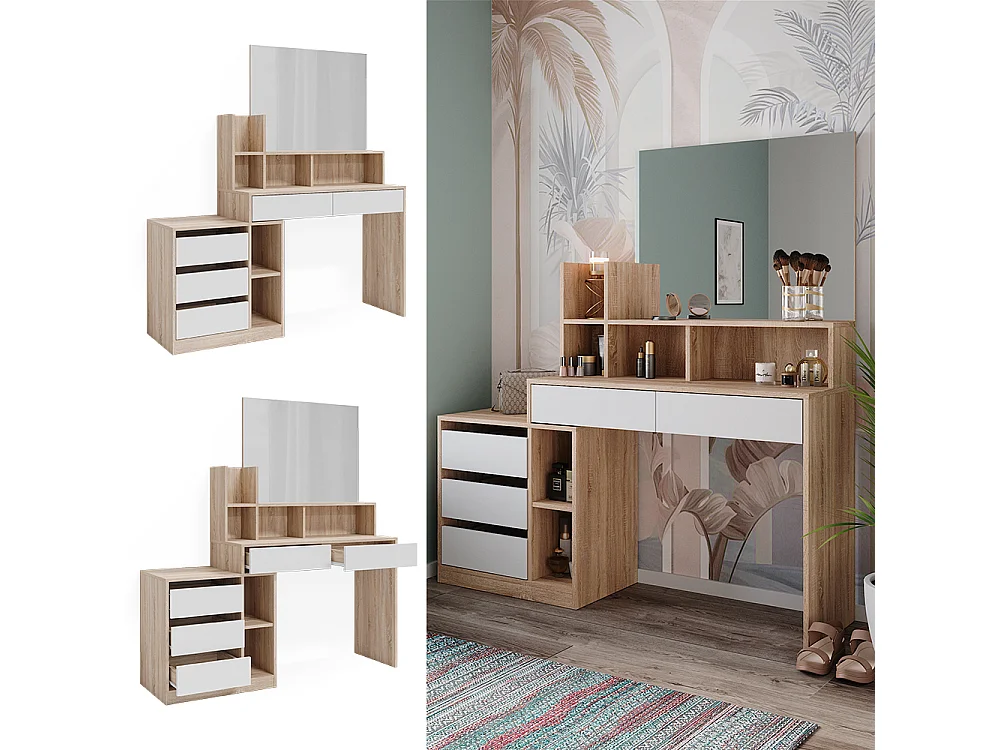 Tocador blanco/sonoma 139.8x40x115 anja