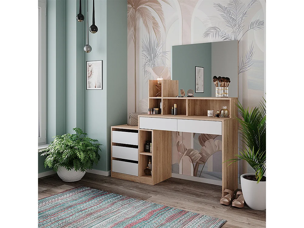 Coiffeuse blanc/sonoma 139.8x40x115 anja