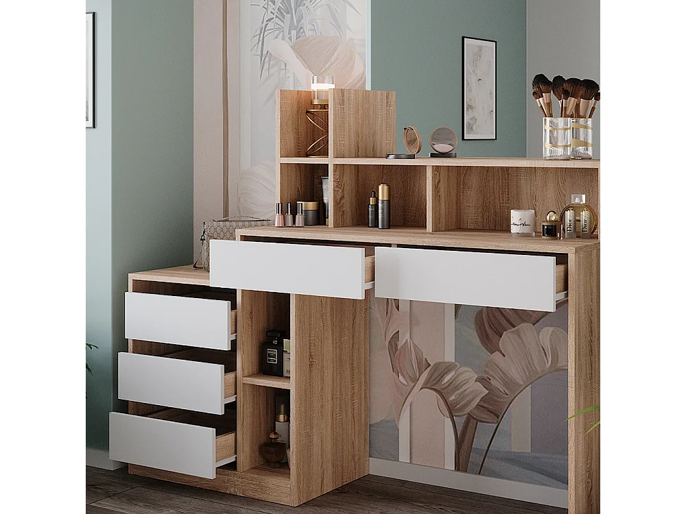 Coiffeuse blanc/sonoma 139.8x40x115 anja