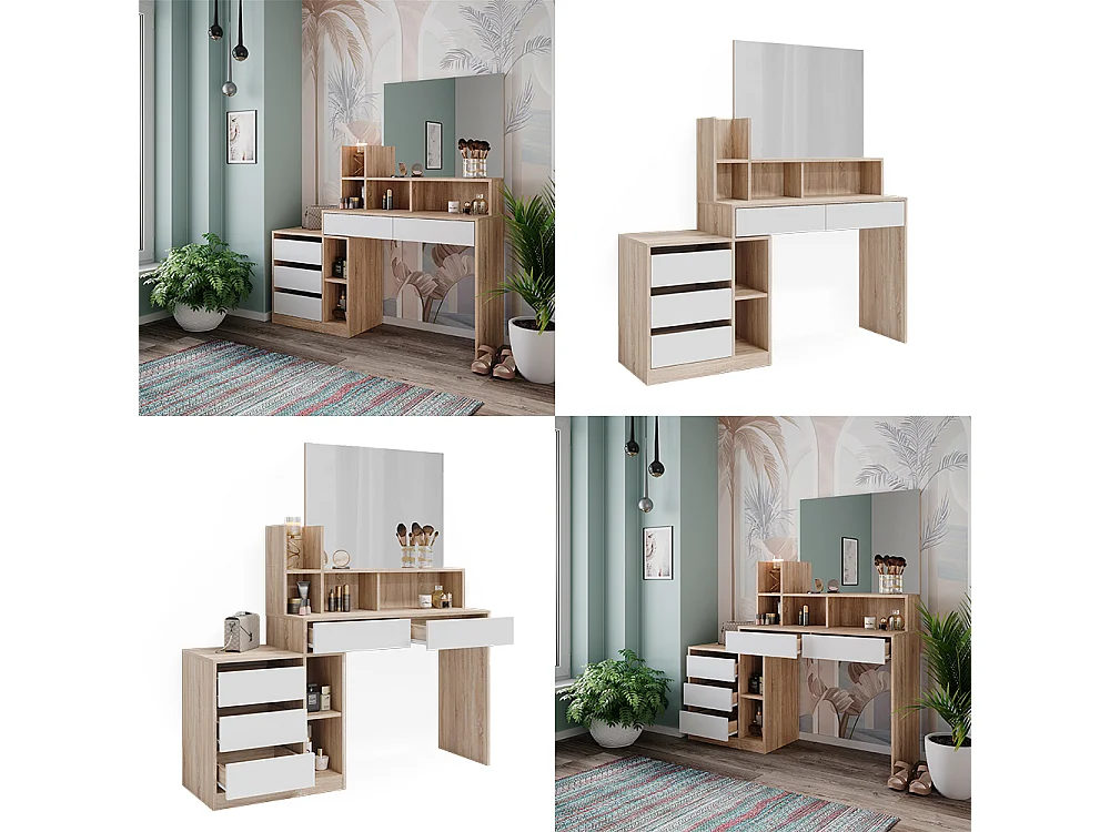 Coiffeuse blanc/sonoma 139.8x40x115 anja