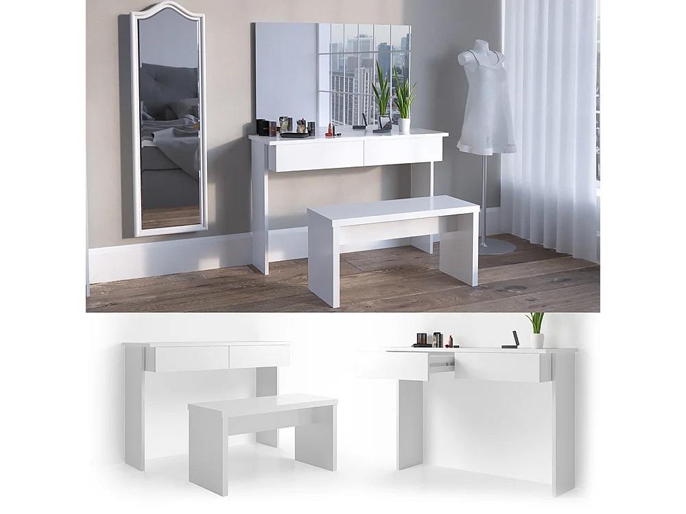 Tocador blanco 120x40x83 azur