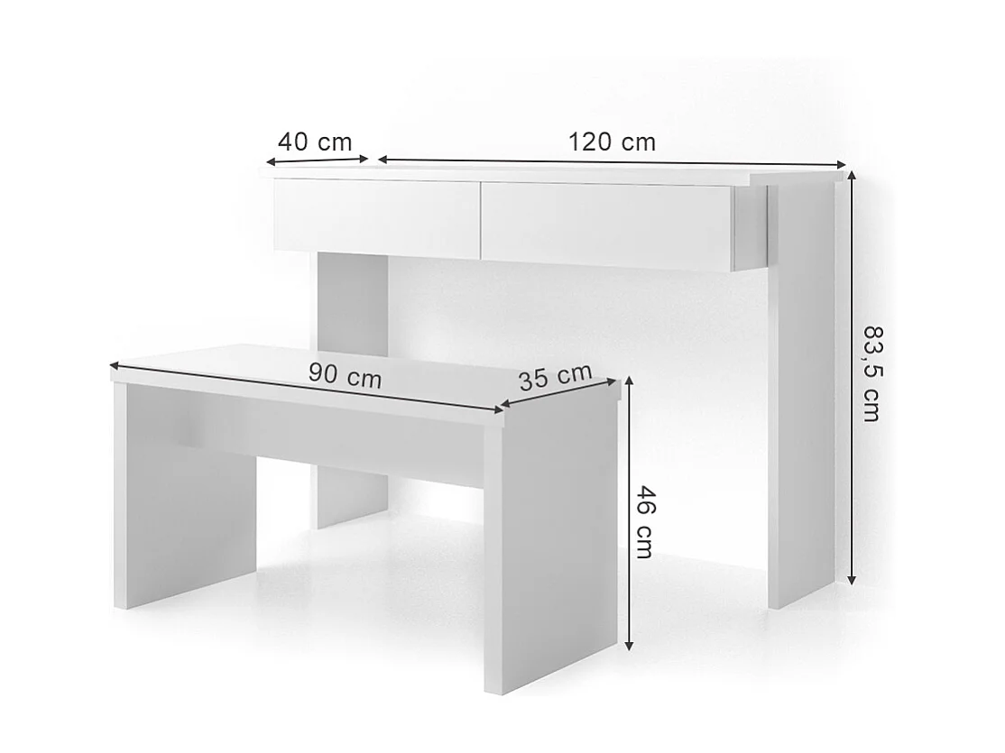 Tocador blanco 120x40x83 azur