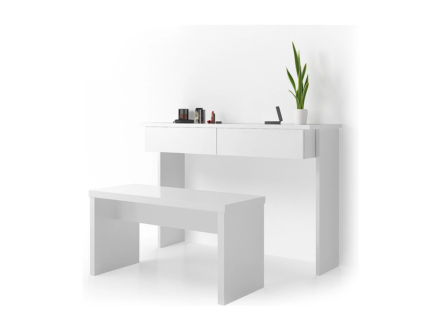 Coiffeuse blanc 120x40x83 azur