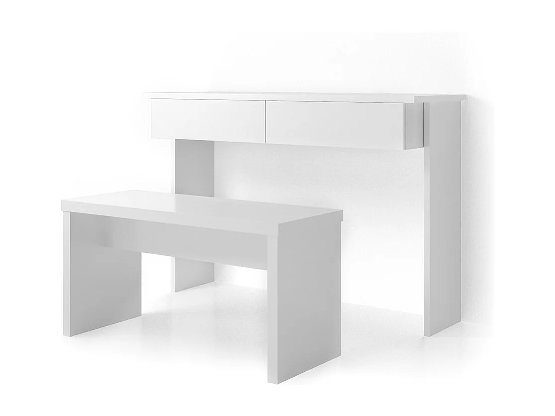 Coiffeuse blanc 120x40x83 azur