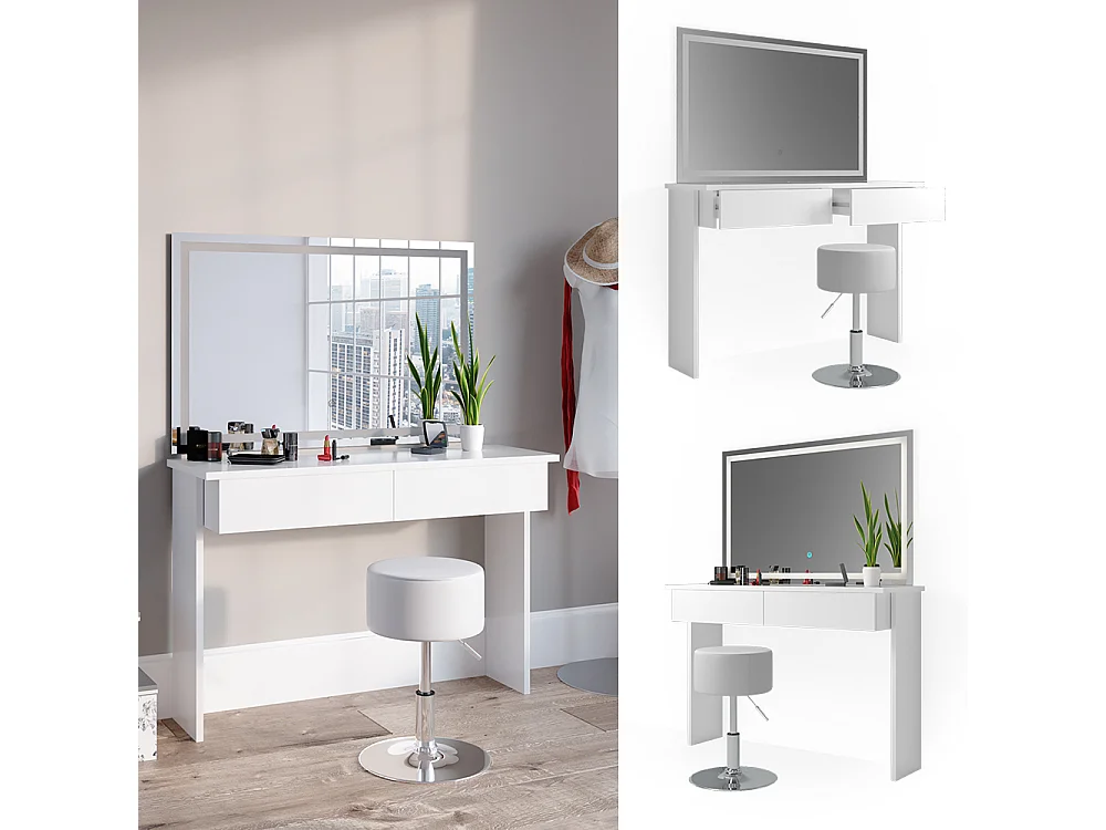 Coiffeuse blanc 120x40x83 azur