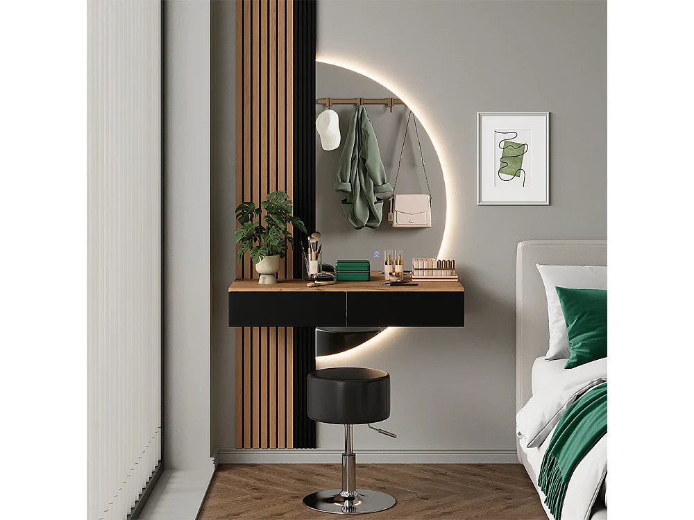 Tocador roble/negro 100x40x205 melina