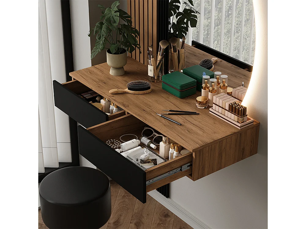 Tocador roble/negro 100x40x205 melina