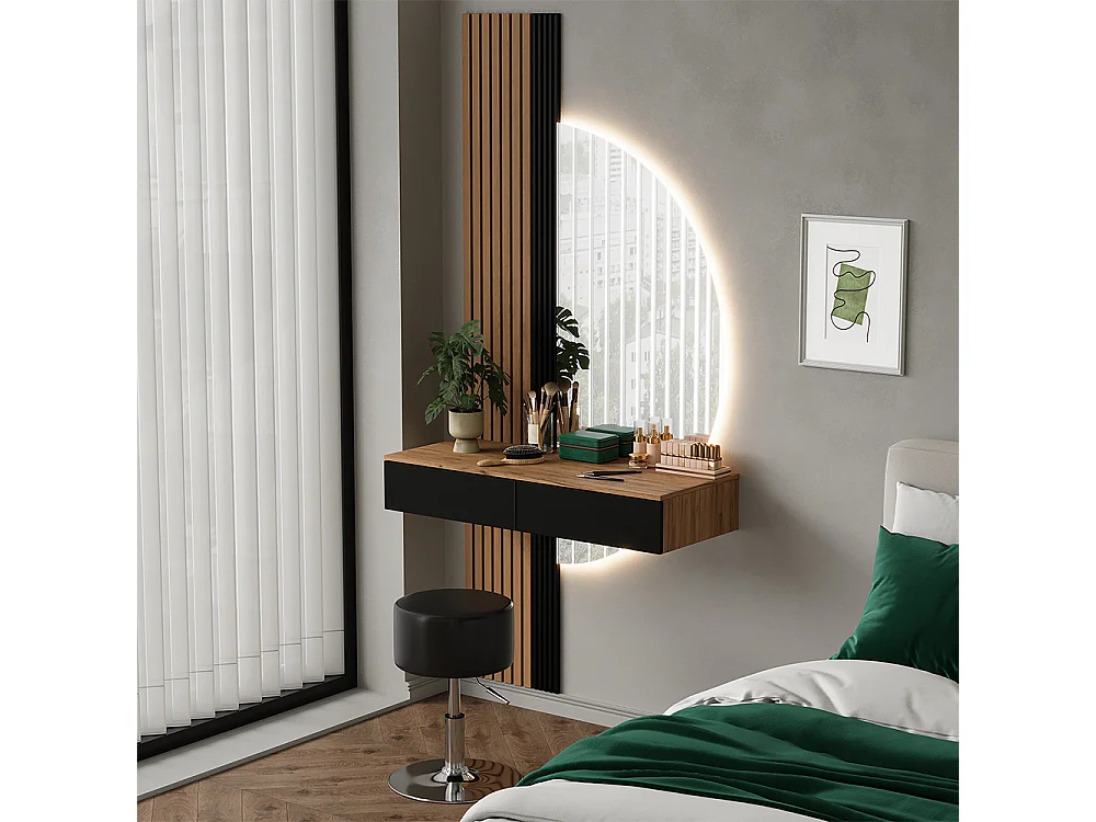 Tocador roble/negro 100x40x205 melina