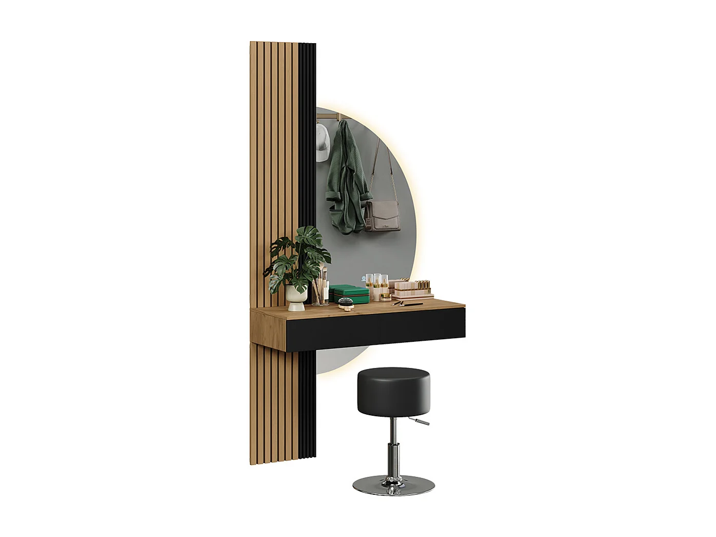 Coiffeuse chêne/noir 100x40x205 melina