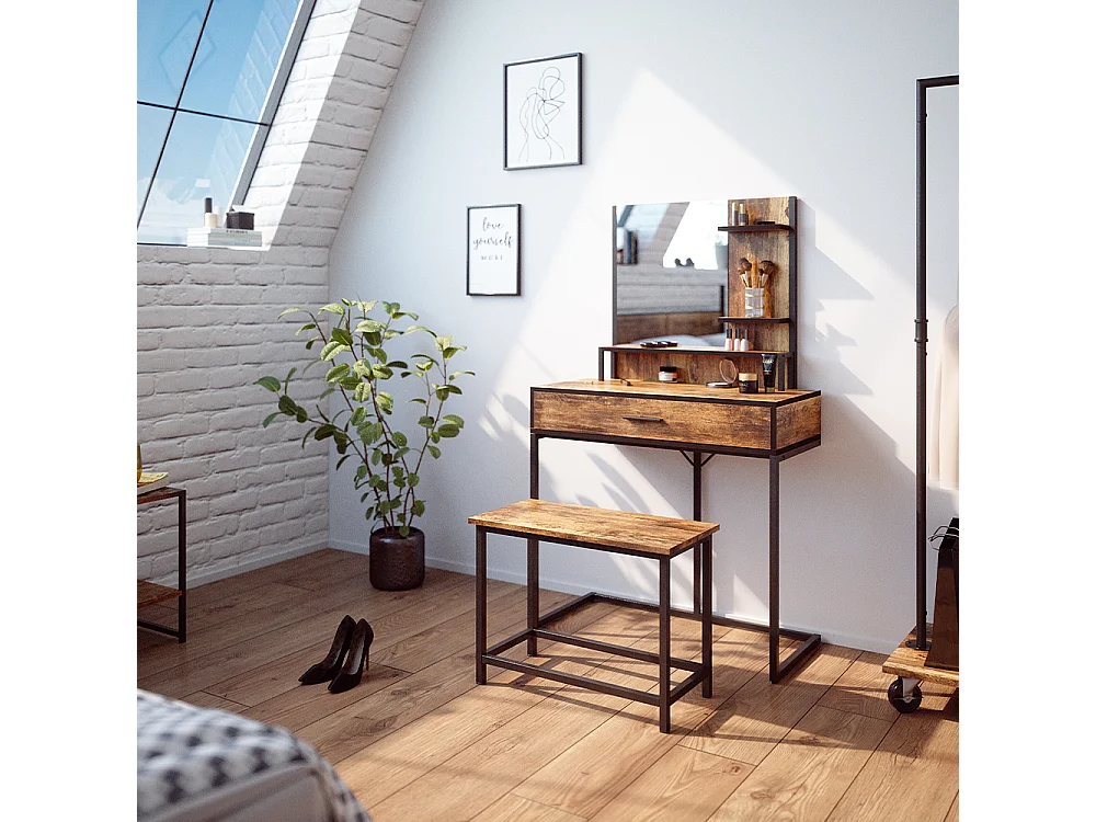 Coiffeuse bois antique 80x40x135.5 fyrk