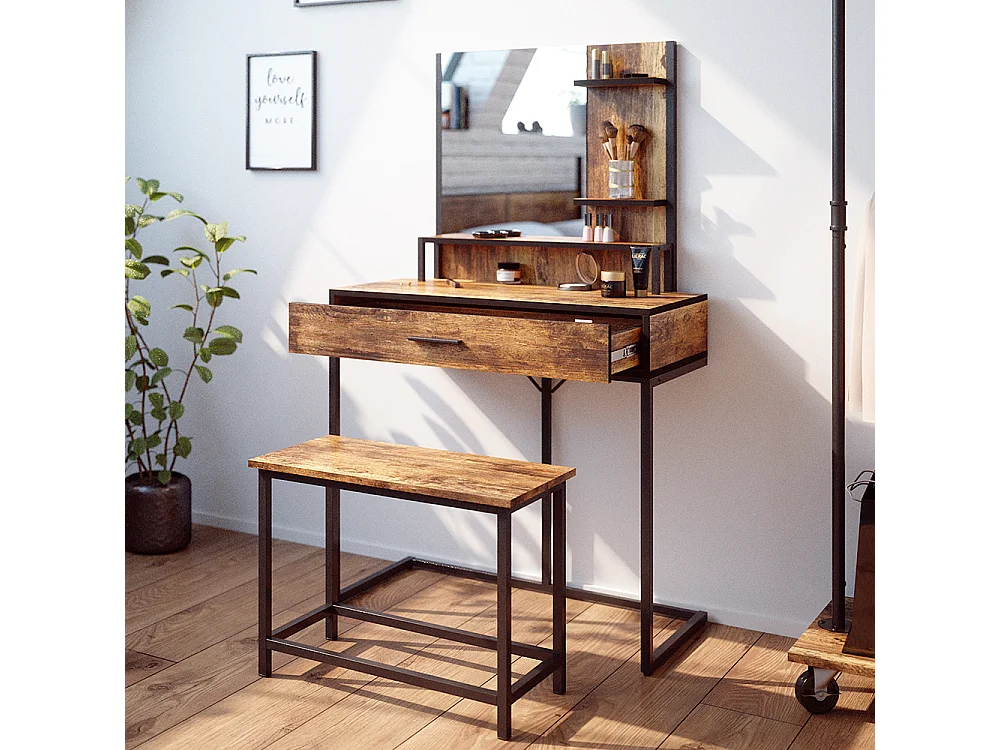 Coiffeuse bois antique 80x40x135.5 fyrk