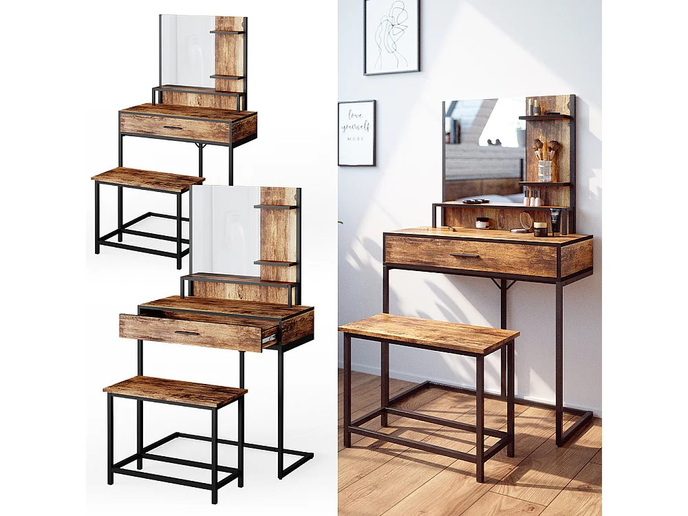 Vanity table antique wood 80x40x135.5 fyrk