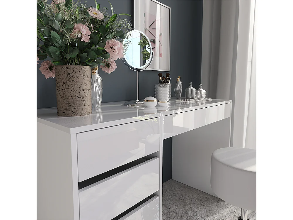 Vanity table white/white high gloss 119.8x50.1x76 sherry