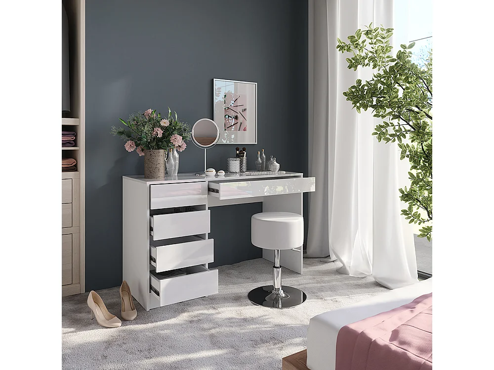 Vanity table white/white high gloss 119.8x50.1x76 sherry