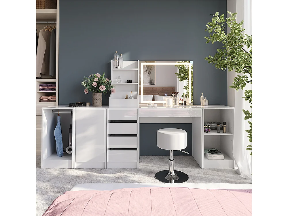 Vanity table white/white high gloss 119.8x50.1x76 sherry