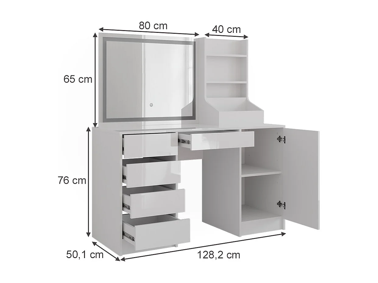 Kaptafel met licht wit/wit hoogglans 128.2x50.1x76 sherry