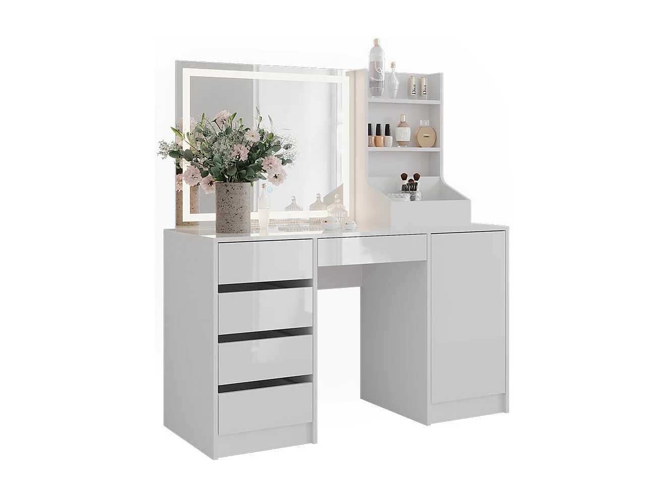 Kaptafel met licht wit/wit hoogglans 128.2x50.1x76 sherry