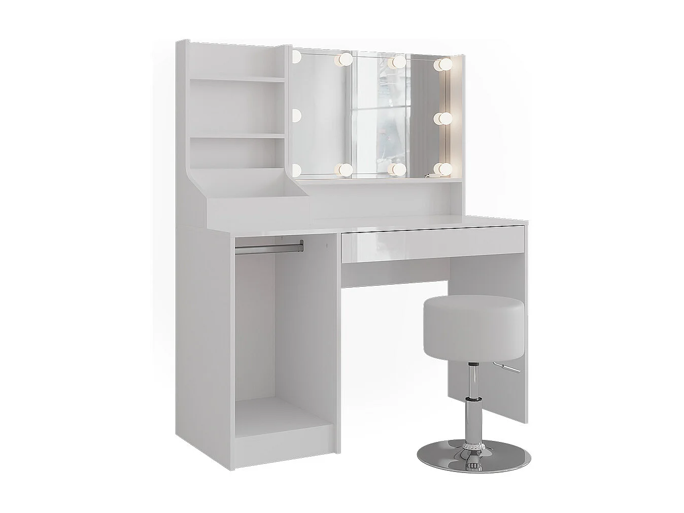 Vanity table white/white high gloss 119.8x50.1x76 sherry