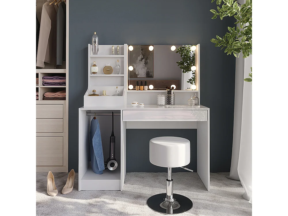 Vanity table white/white high gloss 119.8x50.1x76 sherry