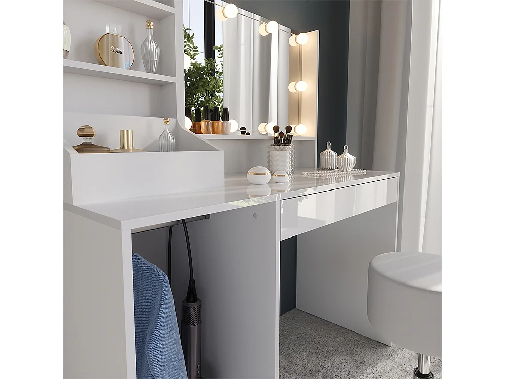 Vanity table white/white high gloss 119.8x50.1x76 sherry