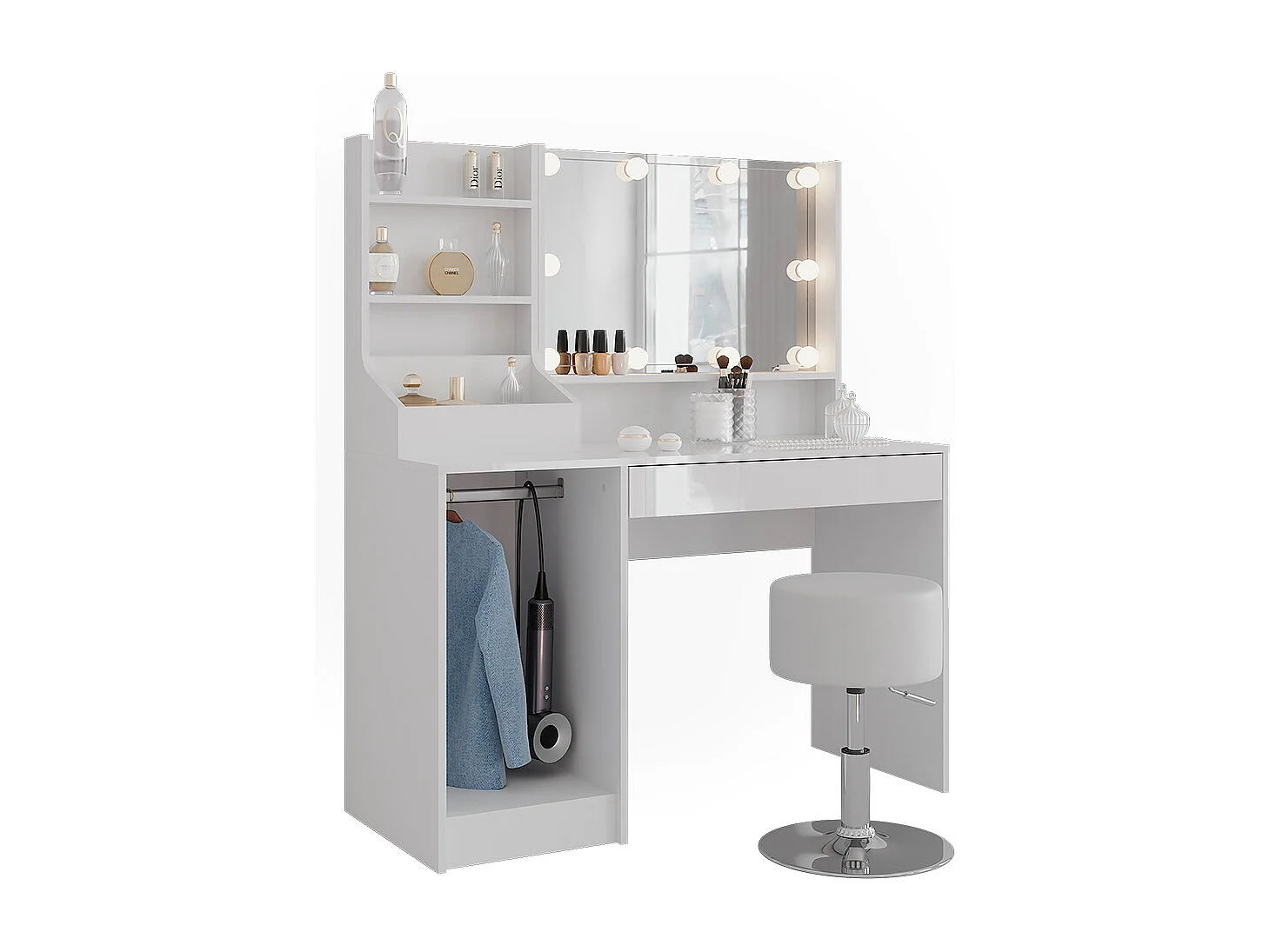 Vanity table white/white high gloss 119.8x50.1x76 sherry