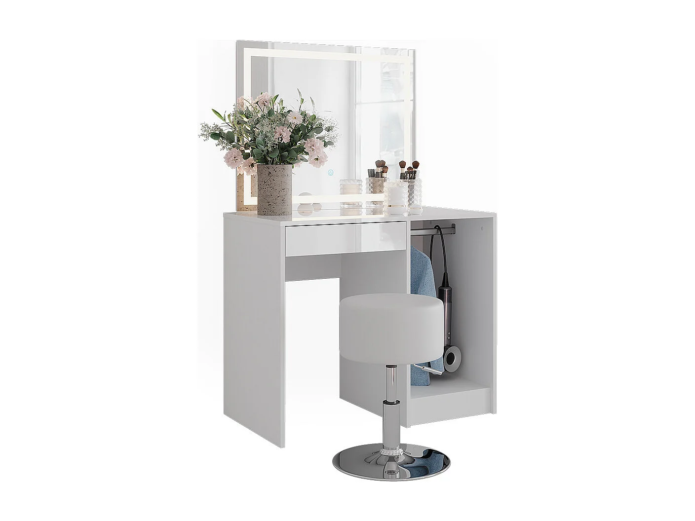 Coiffeuse blanc/blanc brillant 89.8x50.1x76 sherry