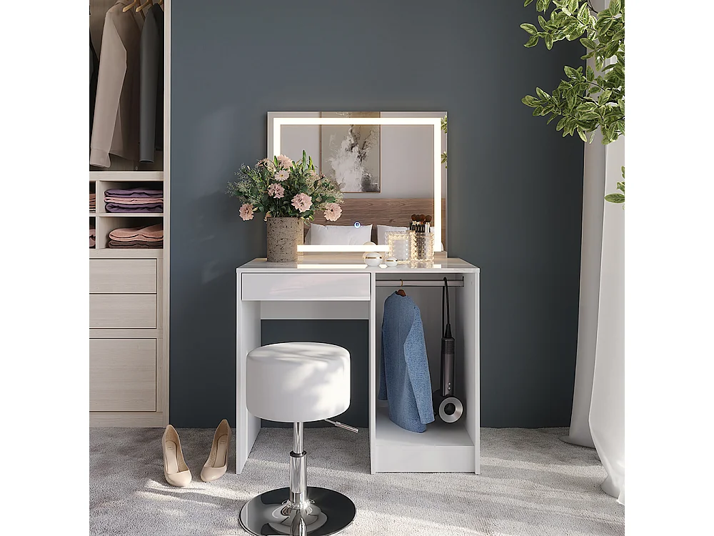 Vanity table white/white high gloss 89.8x50.1x76 sherry